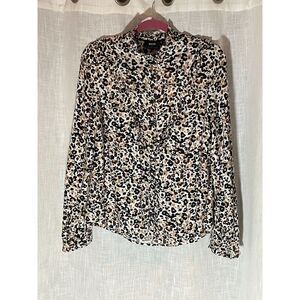 Maeve by‎ Anthropologie Leopard Print Blouse with Ruffle Details Size 8 EUC